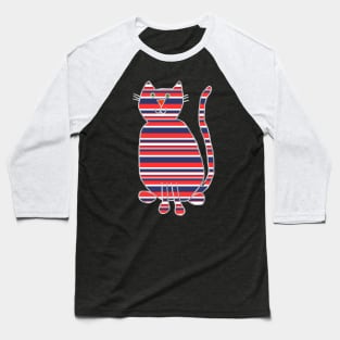 Striped Animals Cat Stripes Red and Blue Baseball T-Shirt